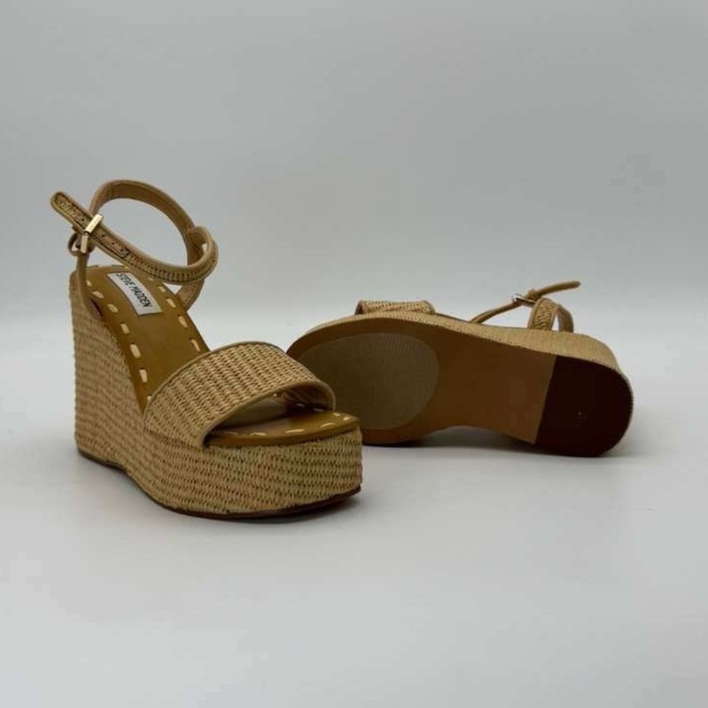 Steve Madden Haven Natural Raffia Platform Sandals - Women's Size 7 - Brand New - Picture 4 of 6